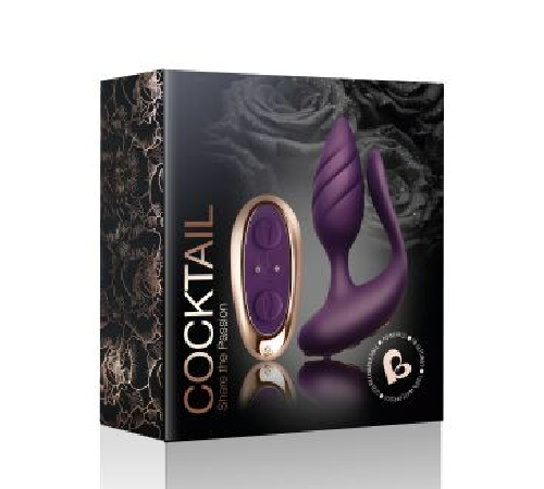 Анально-вагінальний вібратор для пар Rocks Off Cocktail Purple, пульт ДК