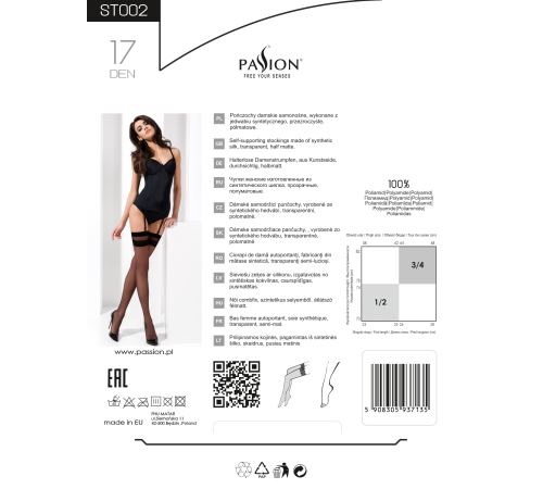 Чулки ST002 3/4 nero - Passion