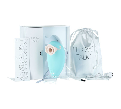 Роскошный вакуумный клиторальный стимулятор Pillow Talk - Dreamy Teal с кристаллом Swarovski