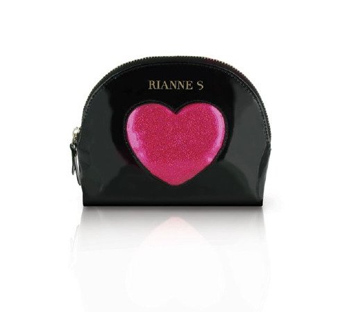 Романтический набор Rianne S: Kit d'Amour: вибропуля, перышко, маска, чехол-косметичка Black/Pink