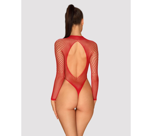 Сетчатый бодистокинг с длинным рукавом Obsessive B126 teddy red XL/XXL, красный