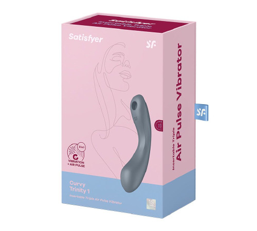 Вакуумный стимулятор с вибрацией Satisfyer Curvy Trinity 1 Bluegrey, игрушка 3в1