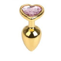 Анальная пробка Gold Metal Heart Light Pink, M