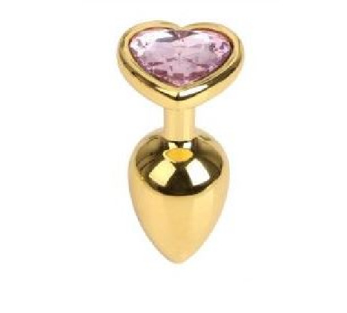 Анальна пробка Gold Metal Heart Light Pink, M