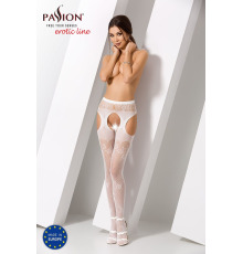 Эротические колготки-бодистокинг Passion S022 white, имитация цветочных чулочков и пояса для чулок