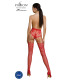 Эротические колготки-бодистокинг Passion ECO S004 red, закрытые трусики, декор, подвязки