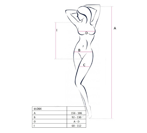 Бодістокінг Passion BS064 One Size, White, боді, закрите плече, відкритий доступ