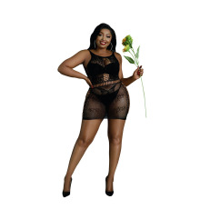 Платье-бодистокинг Moonlight Plus Model 01 XL-XXXL Black, мини, без рукавов