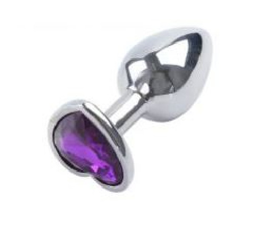 Анальна пробка Silver Metal Heart Dark Violet, M