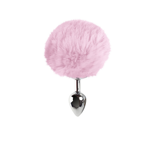 Металева анальна пробка S з рожевим хвостиком