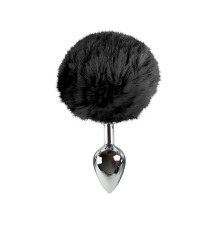 Металева анальна пробка М з чорним хвостиком