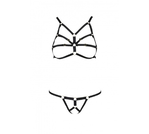 Комплект белья из стреп Armanda Set black L/XL — Passion Exclusive