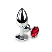 Металлическая анальная пробка S с Красным кристаллом , длина 7см, диаметр 2,8см