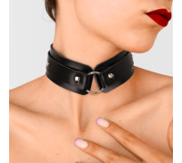 БДСМ ошейник с кольцом Collar with ring, натуральная кожа, Черный