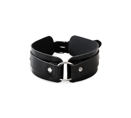 БДСМ ошейник с кольцом Collar with ring, натуральная кожа, Черный