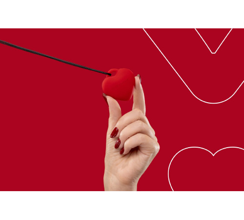 Мини-вибратор «Сердечко» FairyGasm PleasureStone red, 9 режимов, на шнурке