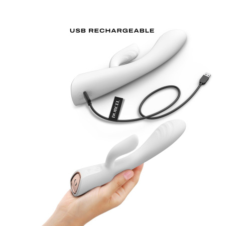 Вибратор-кролик с подогревом Dorcel FLEXI RABBIT WHITE, гибкий ствол