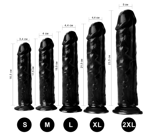 Гелевый реалистичный фаллоимитато Denis размер L, Длина 19,5 см, Диаметр 4 см, Черный