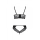 Комплект із еко-шкіри з мереживом: бра та трусики Loona Set black L/XL - Passion