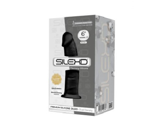 Фаллоимитатор SilexD Robby Black (MODEL 2 size 6in), двухслойный, силикон+Silexpan, диаметр 3,5см