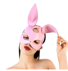 Кожаная маска Зайки Art of Sex - Bunny mask, цвет Розовый