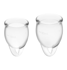 Набор менструальных чаш Satisfyer Feel Confident (Transparent), 15мл и 20мл, мешочек для хранения