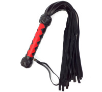 Батіг Флоггер 50 хвостів 50 см натуральна шкіра Чорно / Червоний