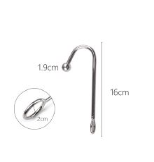 Металлический анальный крюк с одним шариком 19мм, длина 160 мм, диаметр кольца 20мм