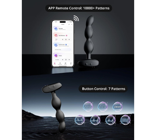 Анальные смарт-бусы с вибрацией и вращением Lovense Ridge, унисекс