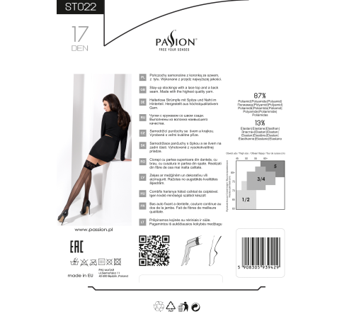 Чулки ST022 3/4 nero - Passion