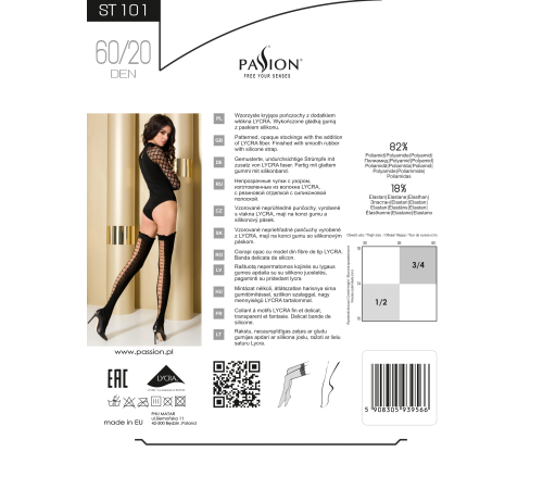 Чулки ST101 3/4 nero - Passion