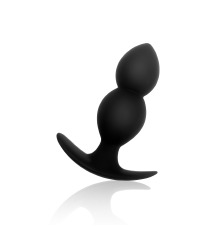 Силіконова анальна пробка оксамитова Дві кульки 37мм, Чорний