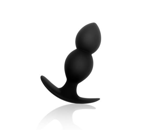 Силіконова анальна пробка оксамитова Дві кульки 37мм, Чорний