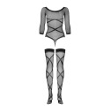 Бодистокинг Obsessive Bodystocking G320 S/M/L, чулки, боди, декор в виде линий