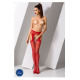Эротические колготки-бодистокинг Passion S005 red, имитация чулок и пояса для чулок