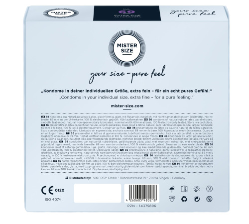 Презервативы Mister Size - pure feel - 69 (36 condoms), толщина 0,05 мм
