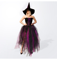 Костюм ведьмы с пышной юбкой и шляпой размер XS-M