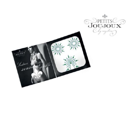 Пэстис из кристаллов Petits Joujoux Gloria set of 3 - Green/Blue, украшение на грудь и вульву