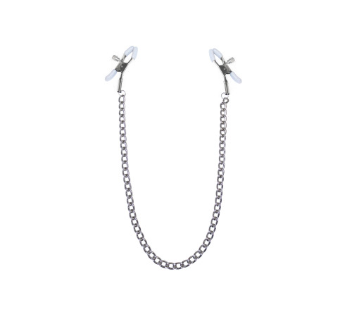 Зажимы для сосков с цепочкой Feral Feelings - Nipple clamps Classic, серебро/белый