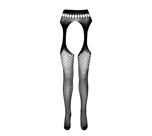 Эротические колготки-бодистокинг Passion ECO S002 black, с доступом, геометрическое плетение
