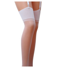 Классические чулки под пояс с широкой резинкой ST001 5 bianco - Passion