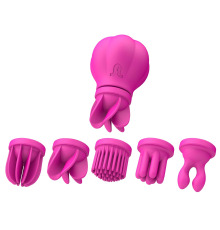 Вібратор Adrien Lastic Caress з насадками для стимуляції ерогенних зон, які обертаються.