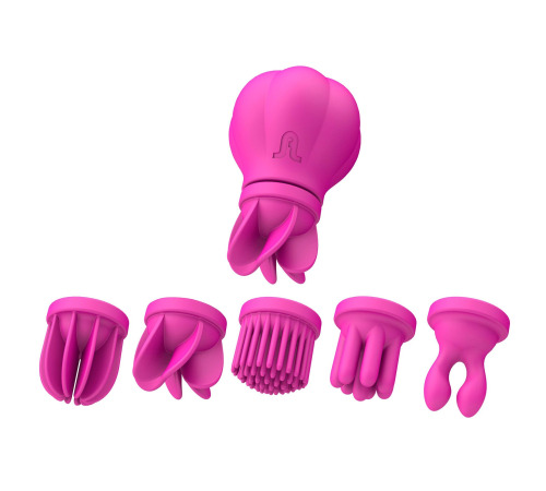 Вібратор Adrien Lastic Caress з насадками для стимуляції ерогенних зон, які обертаються.