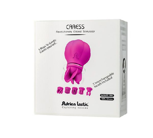 Вібратор Adrien Lastic Caress з насадками для стимуляції ерогенних зон, які обертаються.