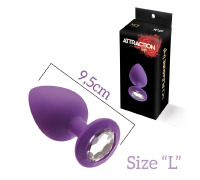 Анальная пробка с кристаллом MAI Attraction Toys №49 Purple, длина 9,5см, диаметр 4см