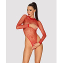 Сетчатый бодистокинг с длинным рукавом Obsessive B126 teddy red S/M/L, красный