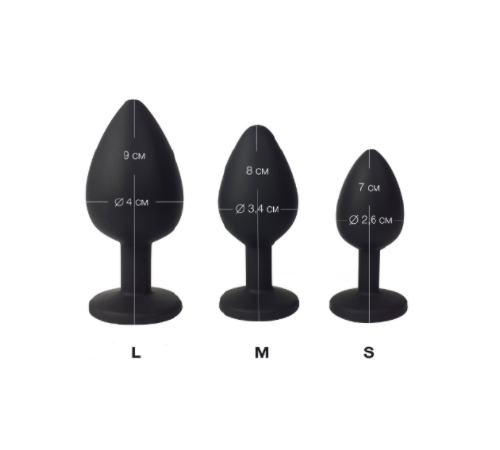 Силіконова анальна пробка з хвостом чорно / сіра розмір S