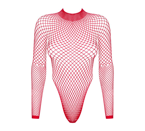 Сетчатый бодистокинг с длинным рукавом Obsessive B126 teddy red XL/XXL, красный