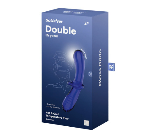 Двусторонний стеклянный дилдо Satisfyer Double Crystal Light blue, боросиликатное стекло, унисекс