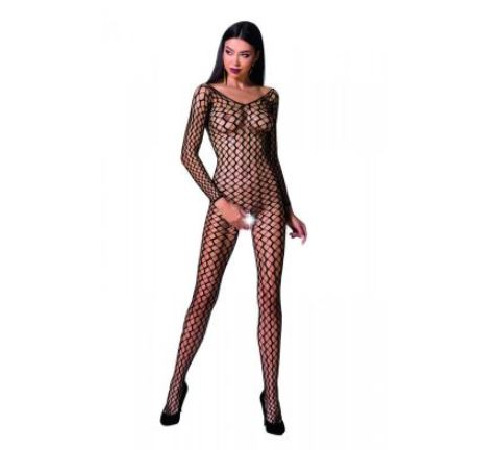 Бодистокинг Passion BS068 black, комбинезон, крупная сетка, длинный рукав